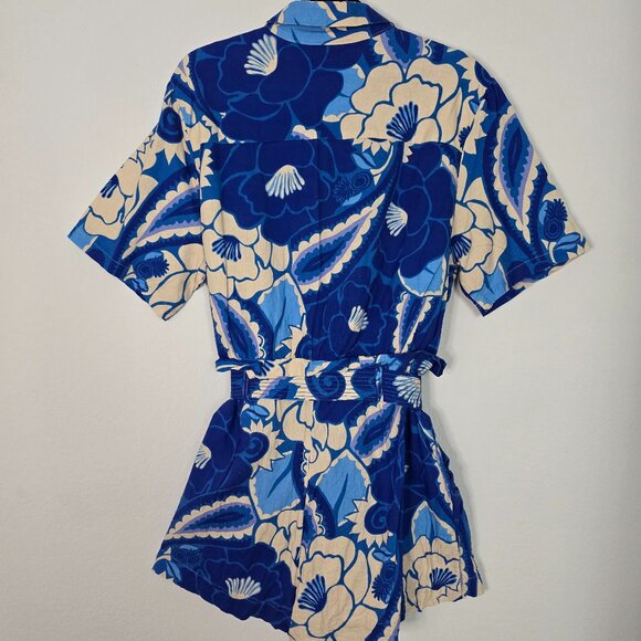 EUC FARM RioTropical Groove Romper Blue and White Size XL - Picture 6 of 10